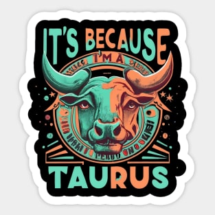 Taurus Sunset Escape: Retro Zodiac Adventure Sticker